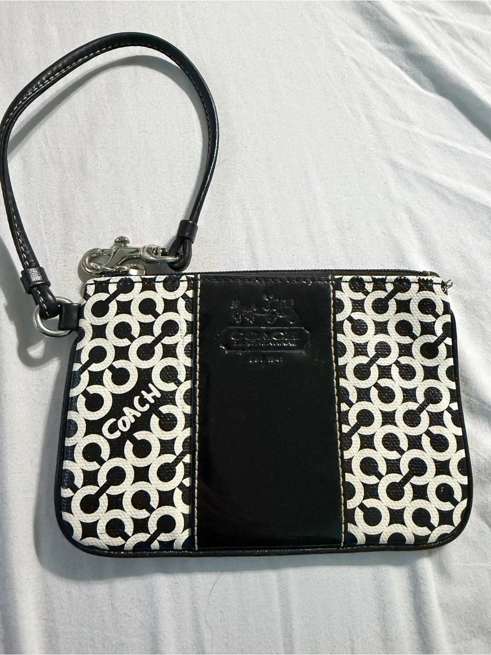 Coach Black & White Signature Wristlet